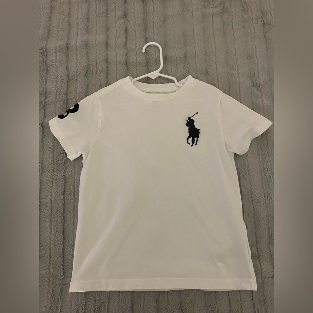 Boy’s Polo Ralph Lauren Big Pony Crew Neck T-Shirt | Size 6 | White/ Navy